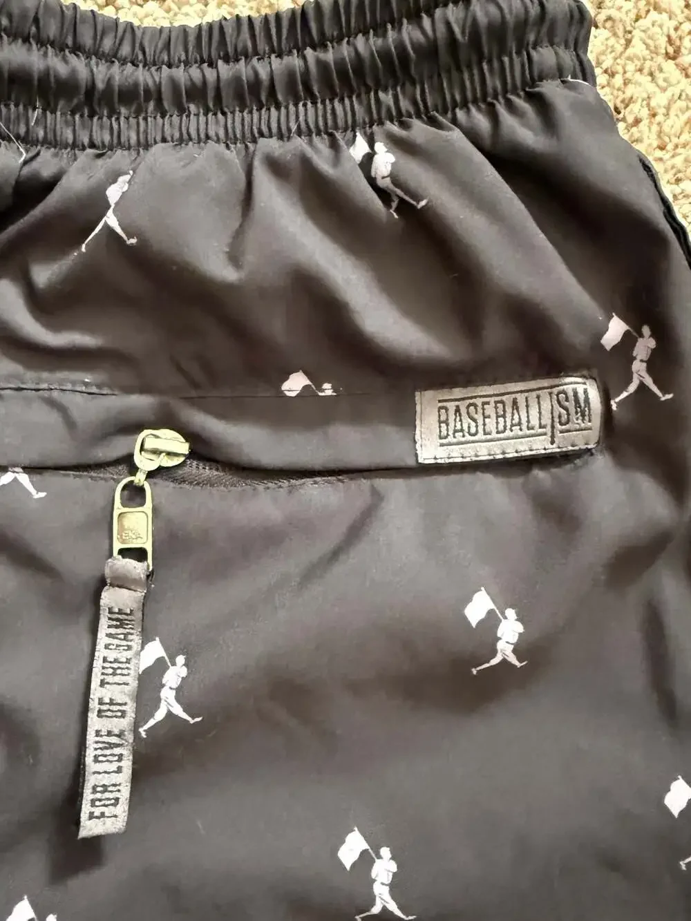 Baseballism Men's Black Flag Man All Over Print Swim Shorts Medium